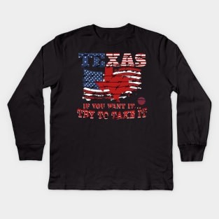 American Flag Texas Gift Idea Civil War Kids Long Sleeve T-Shirt